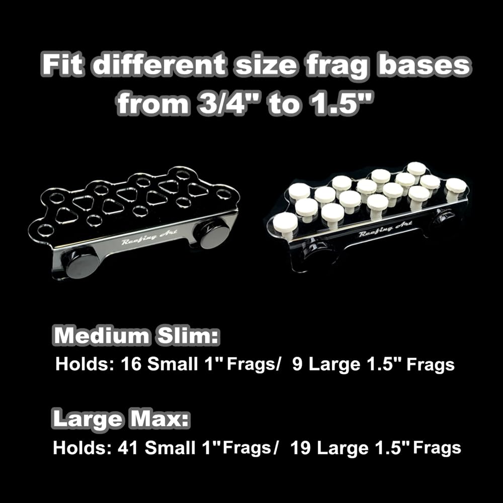 Reefing Art Magnetic Coral Frag Rack - N52 Magnets, Holds 41 Plugs, Medium Slim, Clear, Neodymium Material