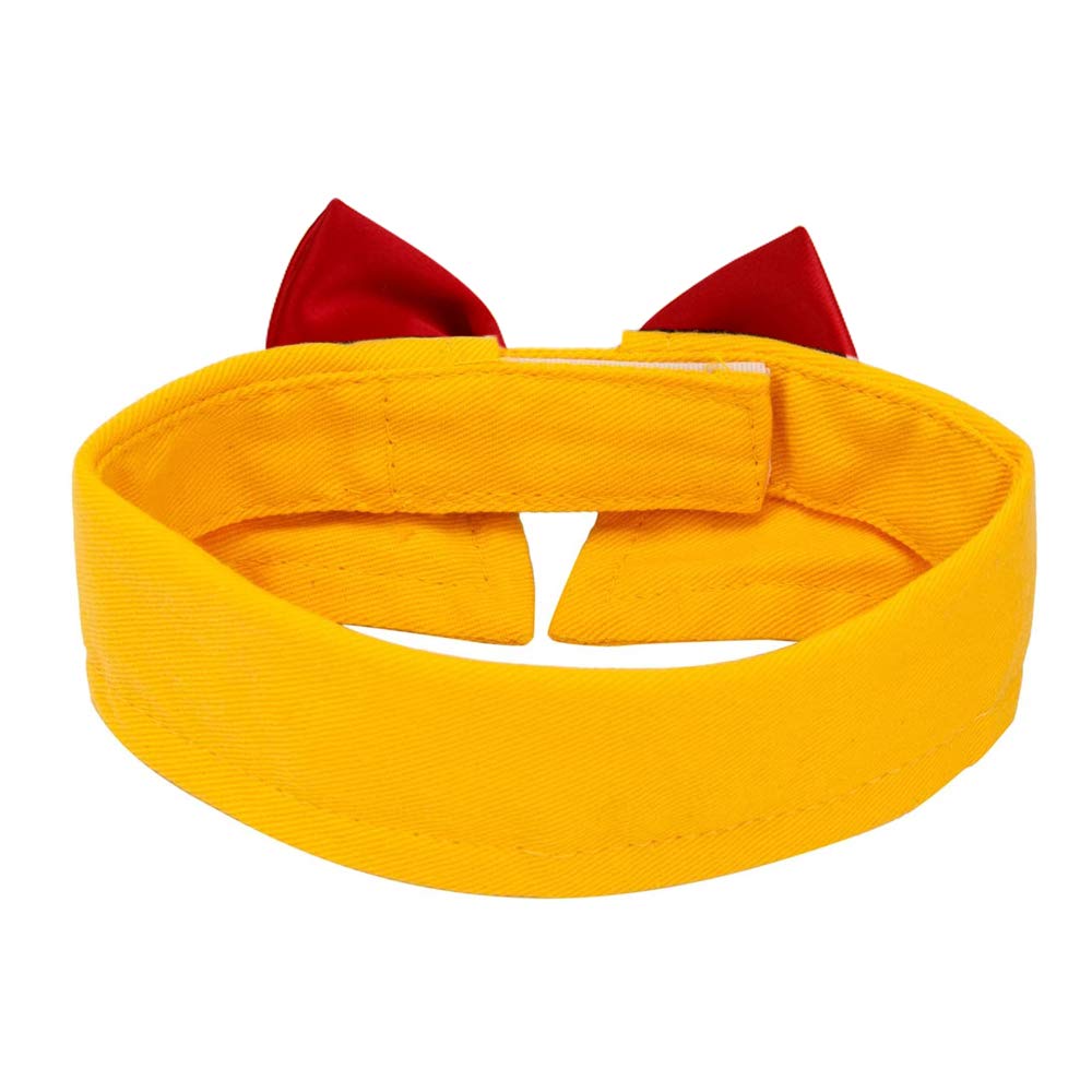 ZTON for Little Puppy, Handcrafted Adjustable Formal Pet Bowtie Collar Neck Tie for Dogs & Cats (L, Yellow+Red)