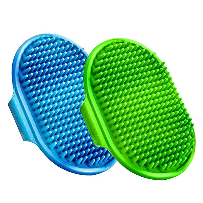 D&C Paws SelfCleaning And Bathing Grooming Rubber Bristles Hand Brush With Slicker Brush Ideal For Dematting, Detangling, And D