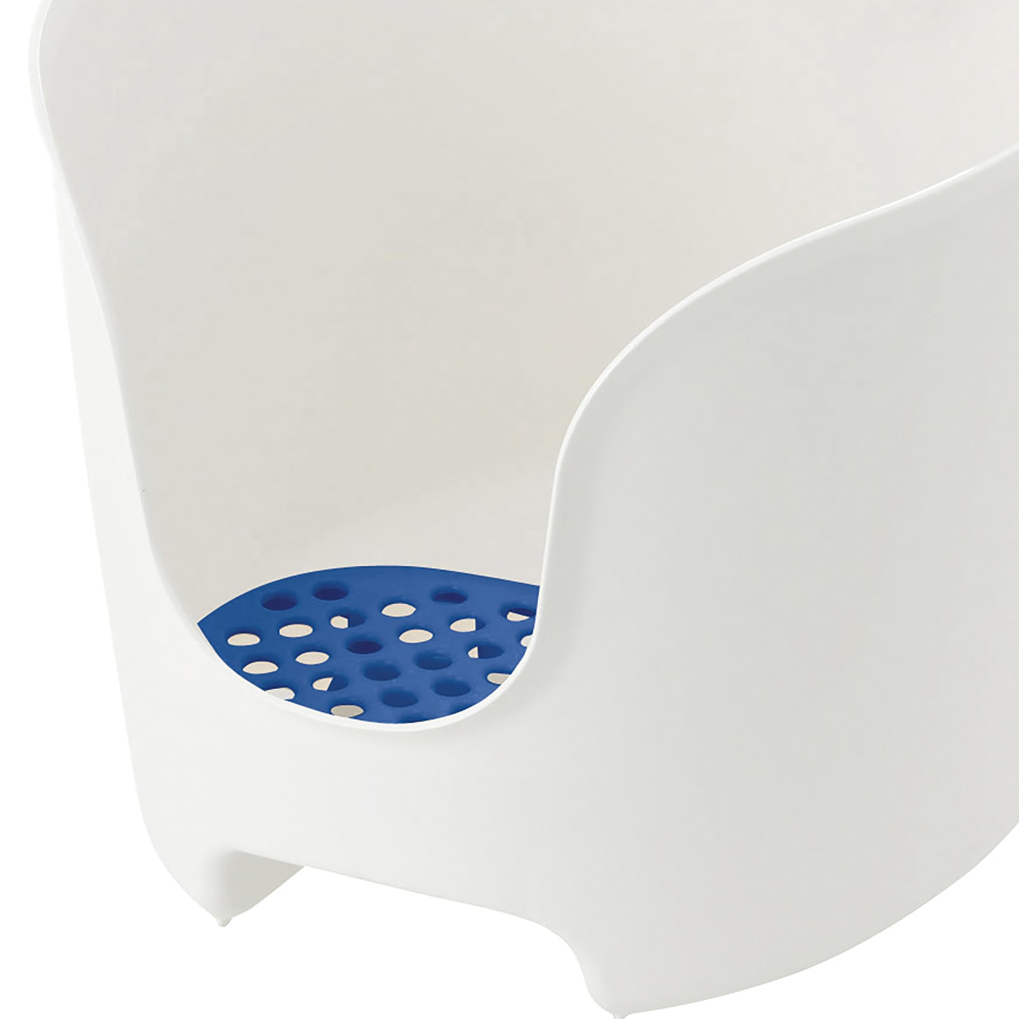 Richell Usa - Paw Trax High Wall Cat Litter Box In White/Blue - High Sides Waste Box, Anti-Tracking Grate, Included Scooper, 19.