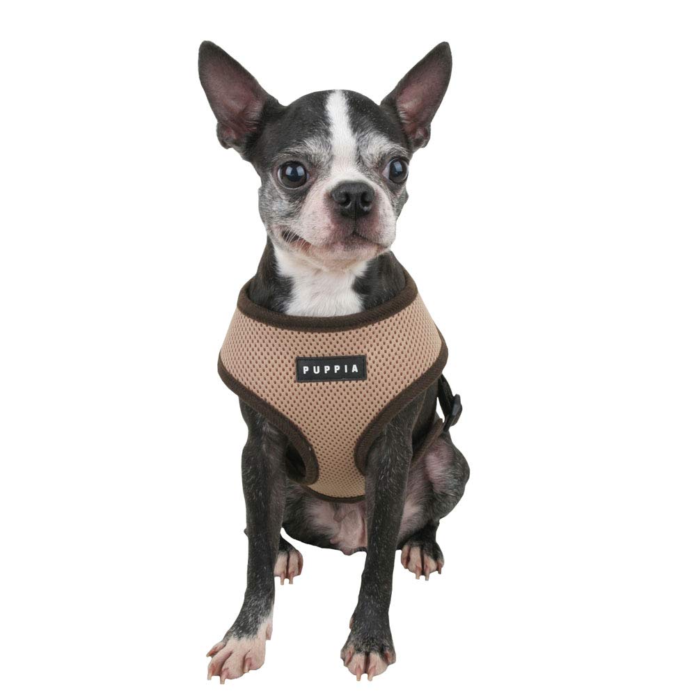 Puppia Soft Dog Harness No Choke Over-The-Head Triple Layered Breathable Mesh Adjustable Chest Belt And Quick-Release Buckle, Beige, Xx-Large