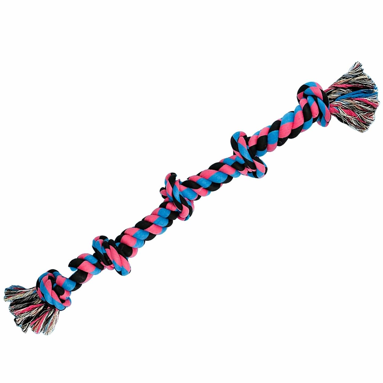 Bohobark Heavy Duty Cotton Rope Dog Toy (5 Knots) | Durable TugOfWar Chew Toy For Aggressive Chewers | Dental Cleaning Rope To