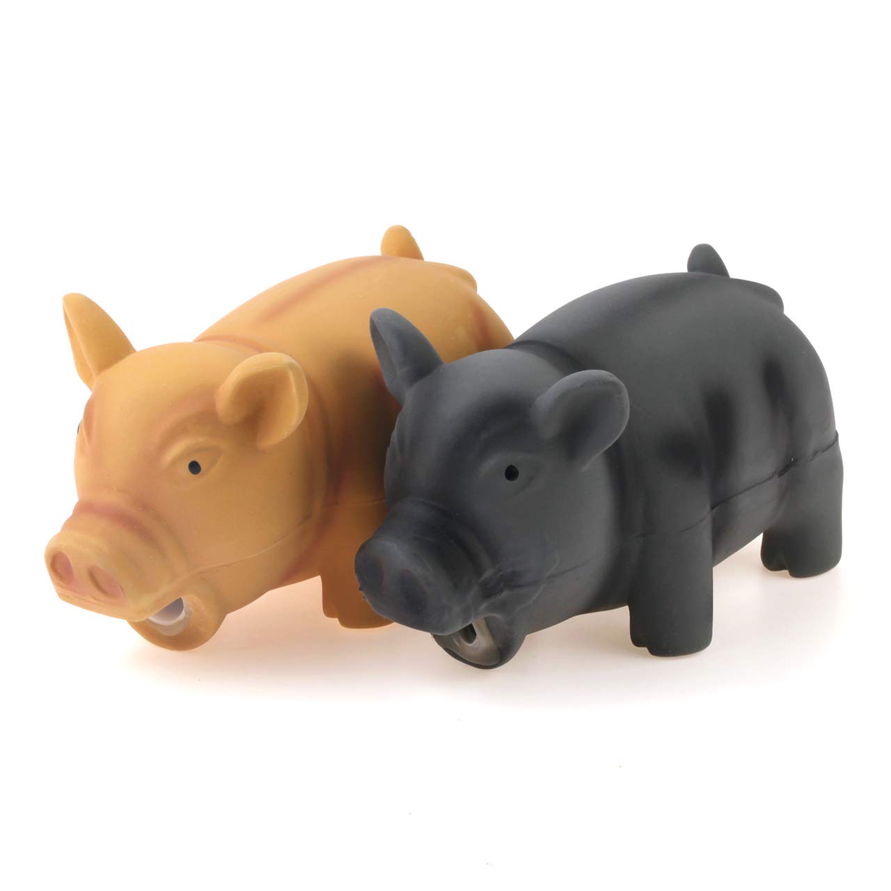Chiwava 2 Pack 6.5' Medium Pig Dog Toy For Dogs Latex Rubber Cube Squeeze Grunting Sound Interactive Play