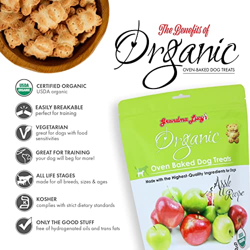 Grandma Lucy's Organic Oven Baked Dog Treats - Apple Flavor, 14 oz, Healthy Snack for Dogs
