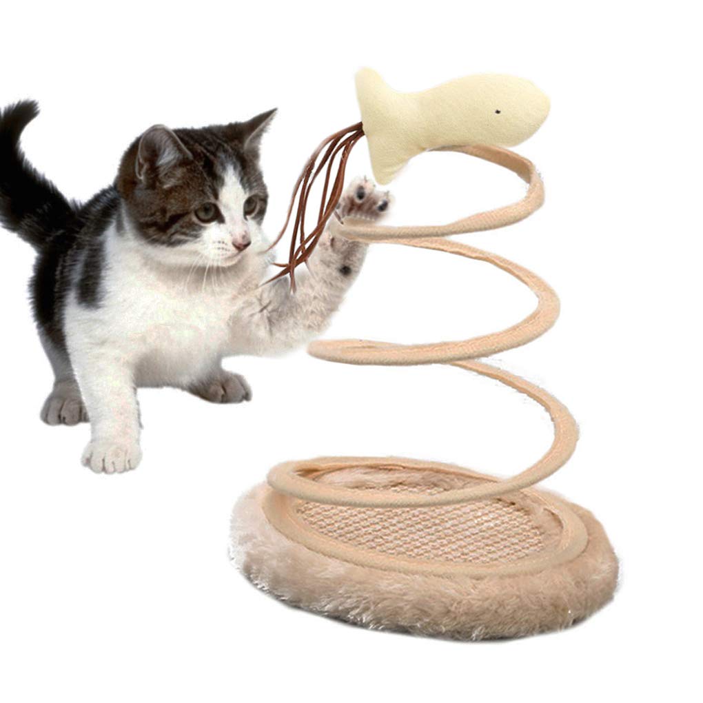 Andiker Interactive Cat Toy, Cat Plush Toy with Spiral Spring Plate and Funny Ball or Mouse Interactive Stainless Steel Spring R