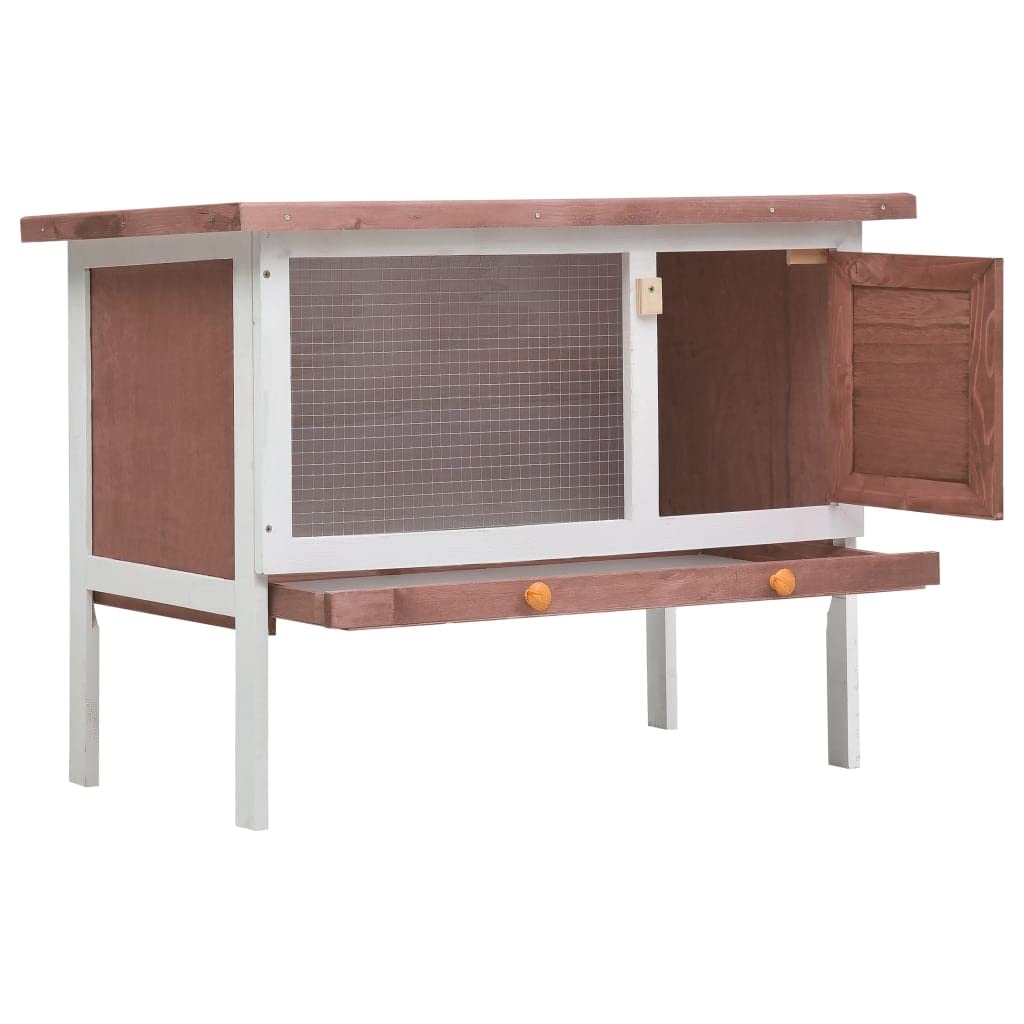 vidaXL Outdoor Rabbit Hutch - Spacious Exterior Bunny Cage, Durable Wood Construction, Weatherproof Design, Pull-Out Tray for Easy Cleaning, with Iron Wire Mesh for Ventilation