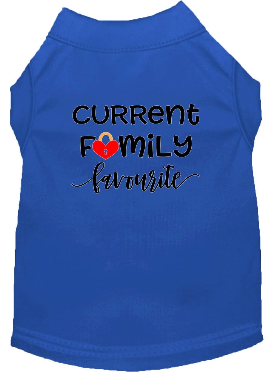Pet Dog & Cat Shirt Screen Printed, "Current Family Favorite" Blue SM (3-6 lbs.)