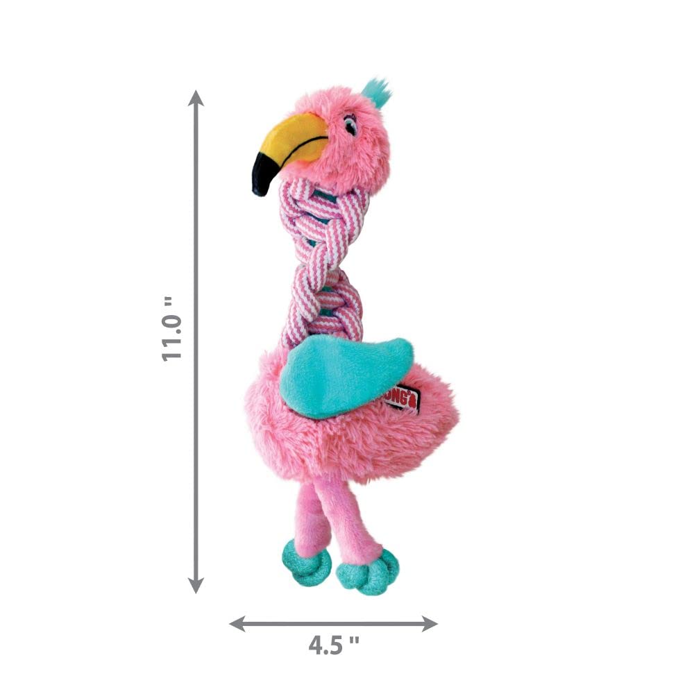 KONG Knots Twists Plush Dog Toy - Durable Rope & Plush, Small/Medium, Yellow/Pink, Model NKW31