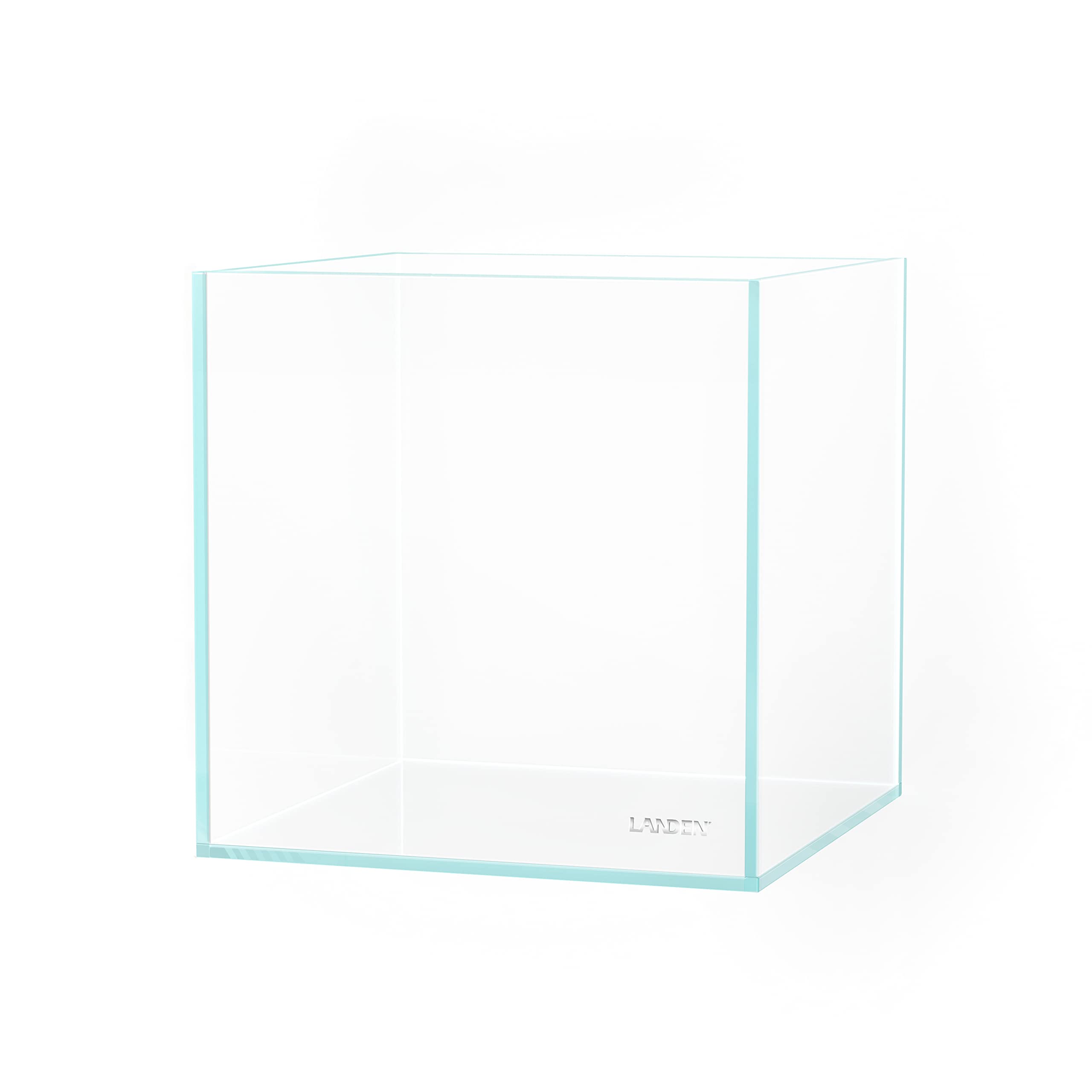 LANDEN 20C Gallon Cube Rimless Low Iron Clear Aquarium Tank, All Glass Aquarium,Small Betta Fish Tank,W7.8  D7.8  H7.8 in(20x20x