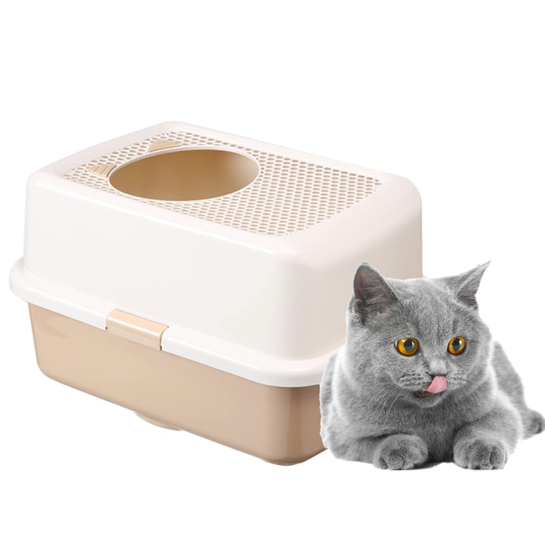 Smart Paws Covered Litter Box For Cats - Enclosed Design With Odor Control, No Mess, Easy Clean, Large Size For Multiple Cats