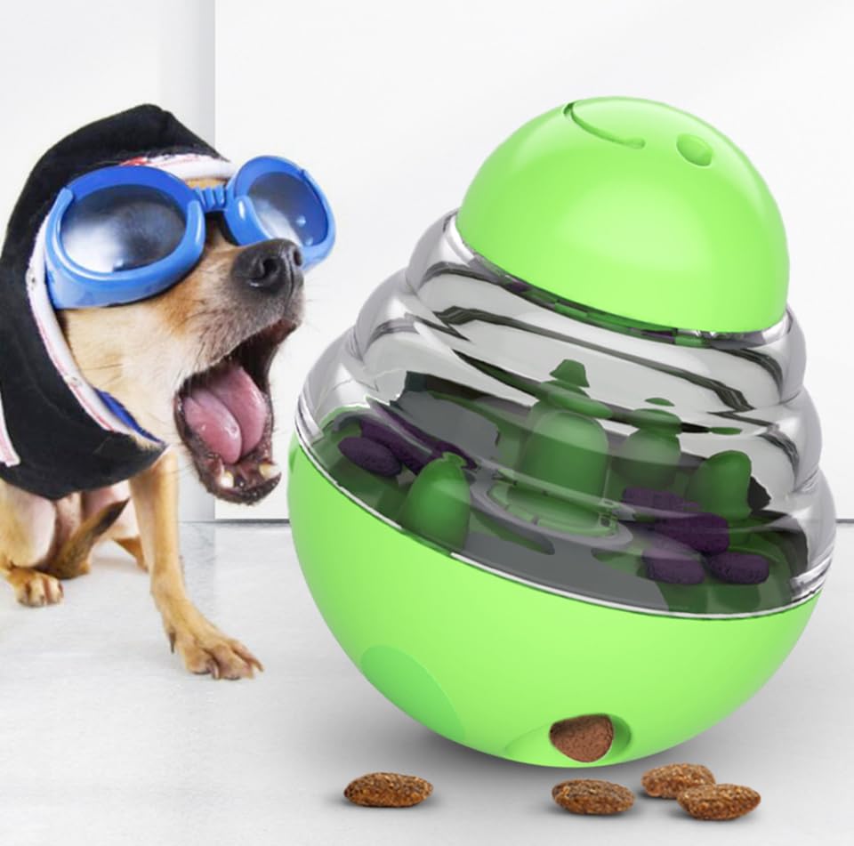 PawLites Dog Food Treat Dispenser Ball Toy, Interactive Puzzle Treat Ball, Slow Feeder Pet Food Treat Ball, Tumbler Design IQ Ba