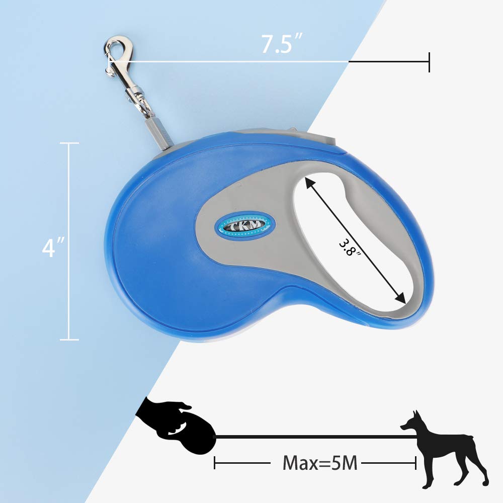 Retractable Dog Leash, 16' Heavy Duty Pet Walking Leash, Non-Tangling Dog Leash For Medium To Small Dogsup To 110 Lbs (Blue)