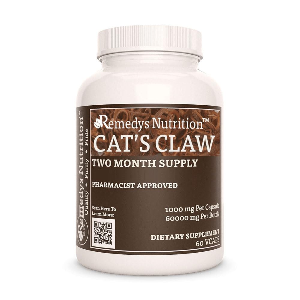 Remedys nutrition Cats Claw Bark & Root | 1,000 mg, 60 Vegan Capsules Herbal Dietary Supplement | Two Month Supply