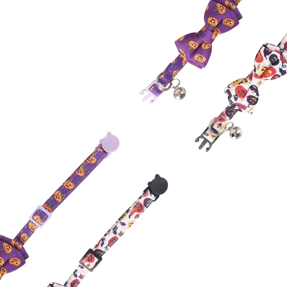 Lamphyface Halloween Cat Collar Breakaway With Cute Bow Tie And Bell Accessories Holiday For Kitty Adjustable Safety
