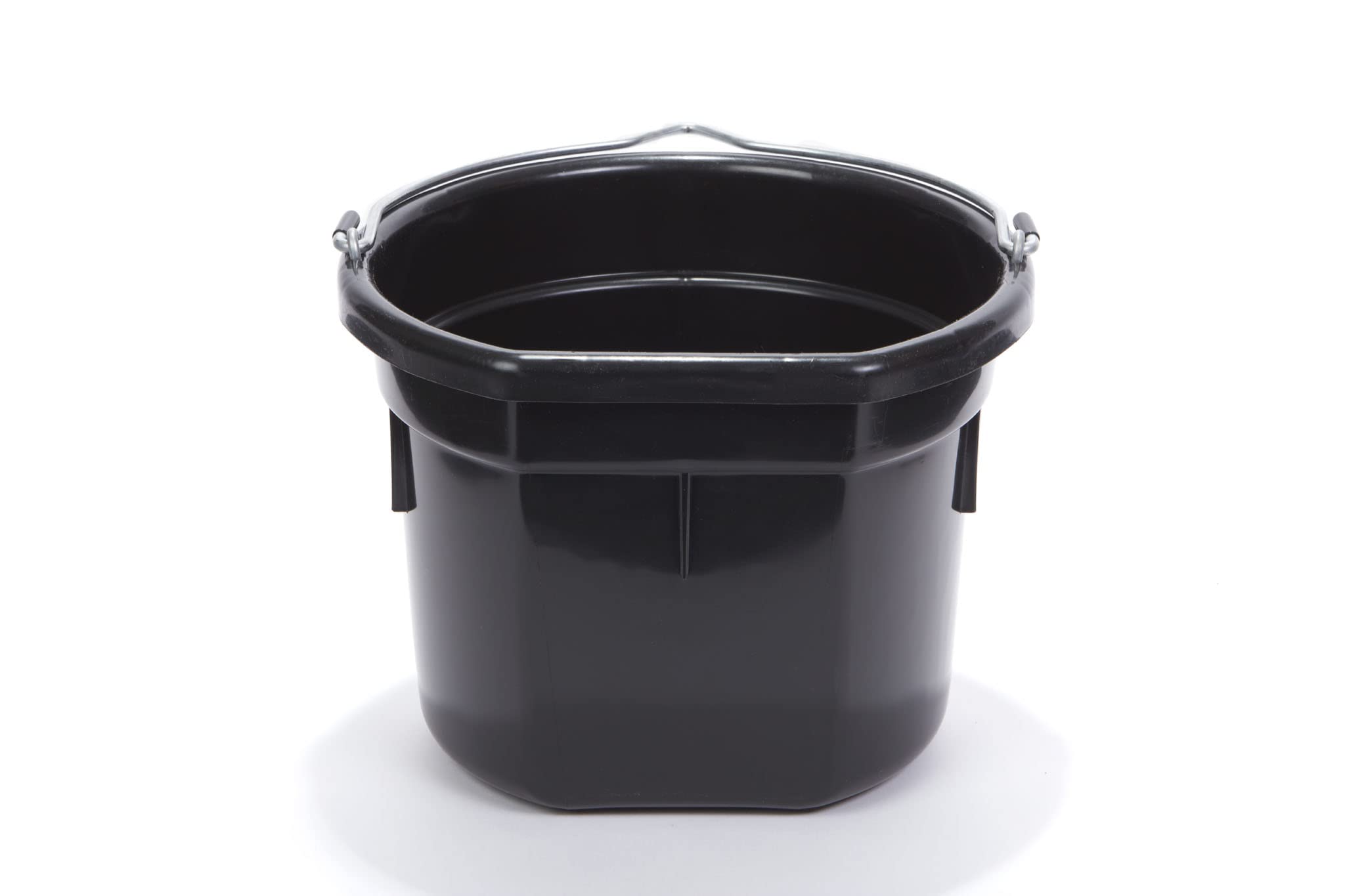 Little Giant Plastic Animal Feed Bucket (Black) Flat Back Plastic Feed Bucket with Metal Handle (8 Quarts / 2 Gallons) (Item No.