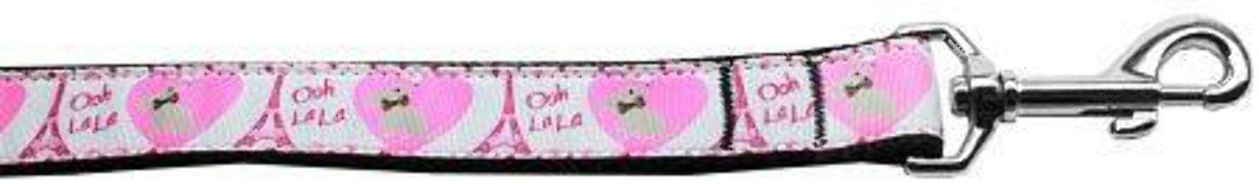 Pet Dog & Cat Nylon Collar or Leash, "Oh La La Paris" 1" w x 6 ft. leash