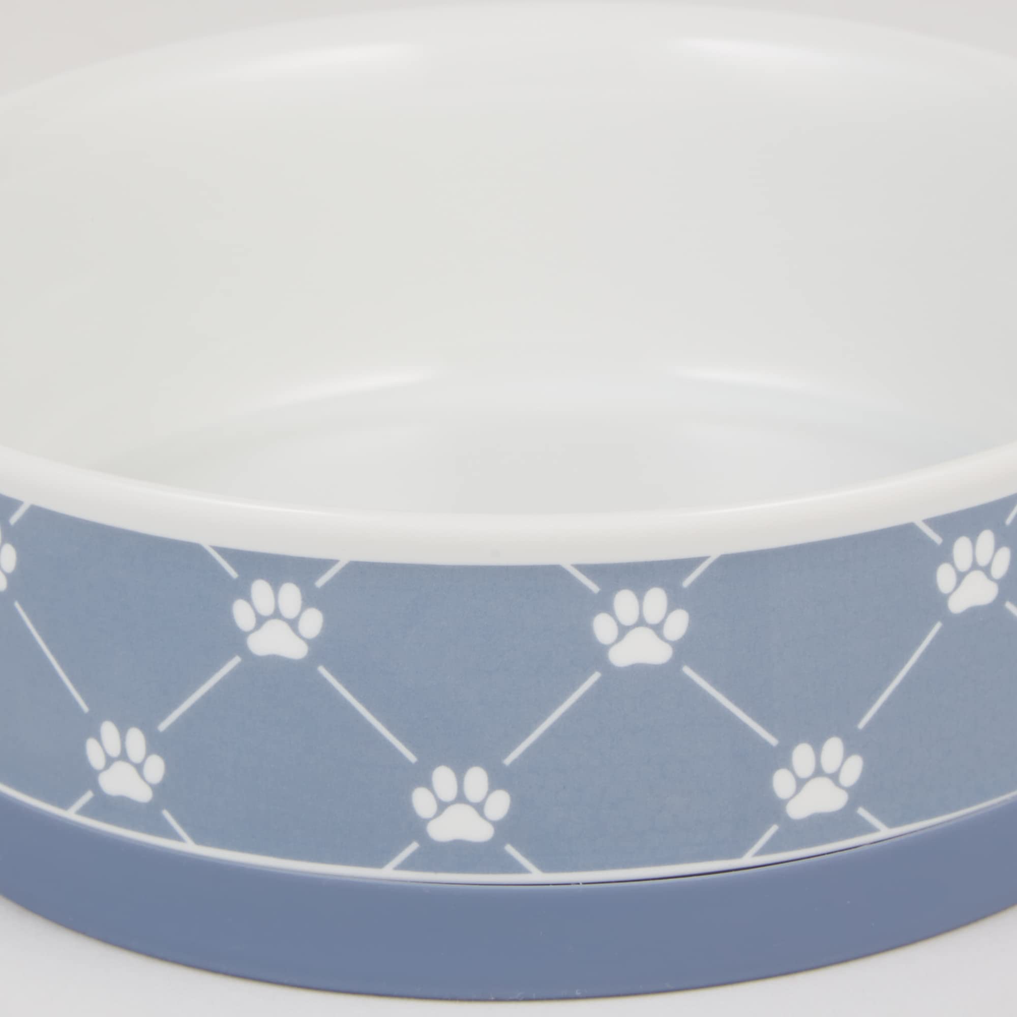DII Pet Bowl Trellis Paw Stonewash Blue Small 4.25Dx2H (Set of 2)
