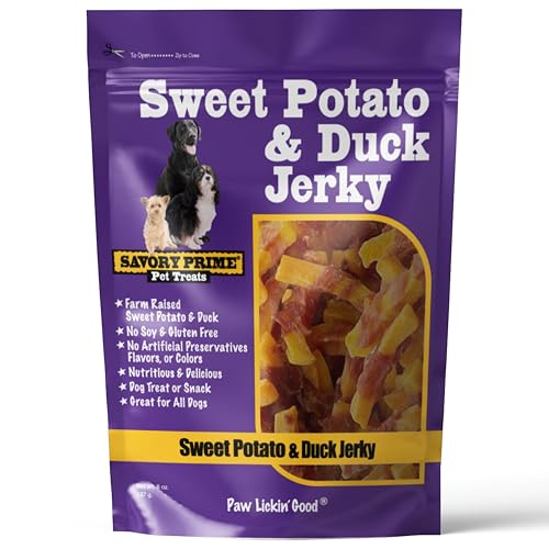 Savory Prime Sweet Potato & Duck Jerky Wrap Dog Treats, Made with 100% Real Duck Breast, Farm Raised, Rawhide Free, Healthy, Eas