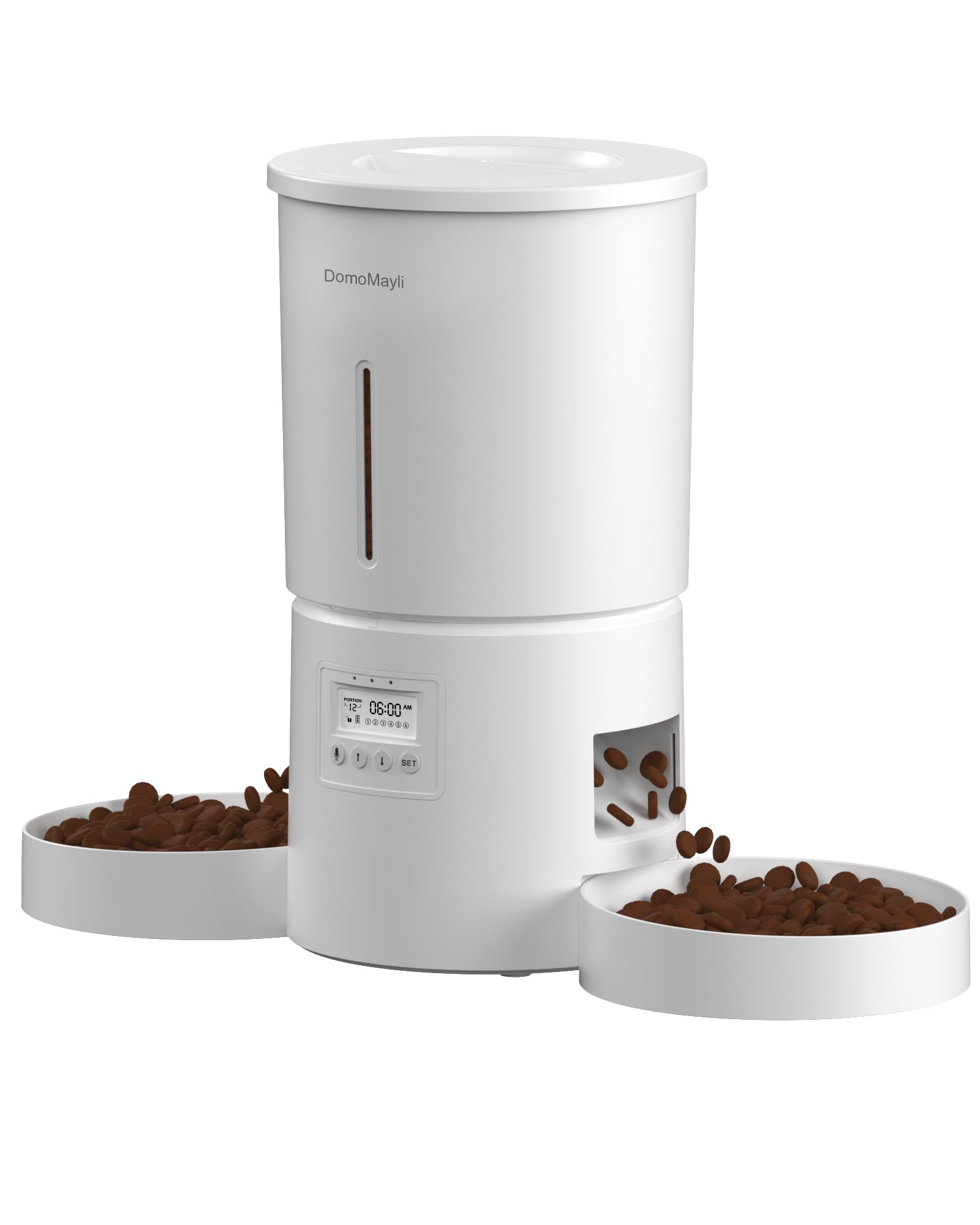 Automatic Cat Feeder for 2 Cats,Dry Food Dispenser with Double Bowls and Clear 4.2L Capacity,Programmable Portion Control,6 Meal