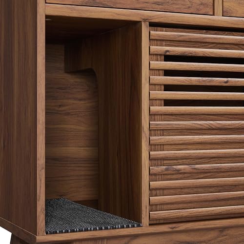 Modway Render Cat Cabinet, Walnut Wood, Model EEI-6796-WAL, Stylish Storage Solution