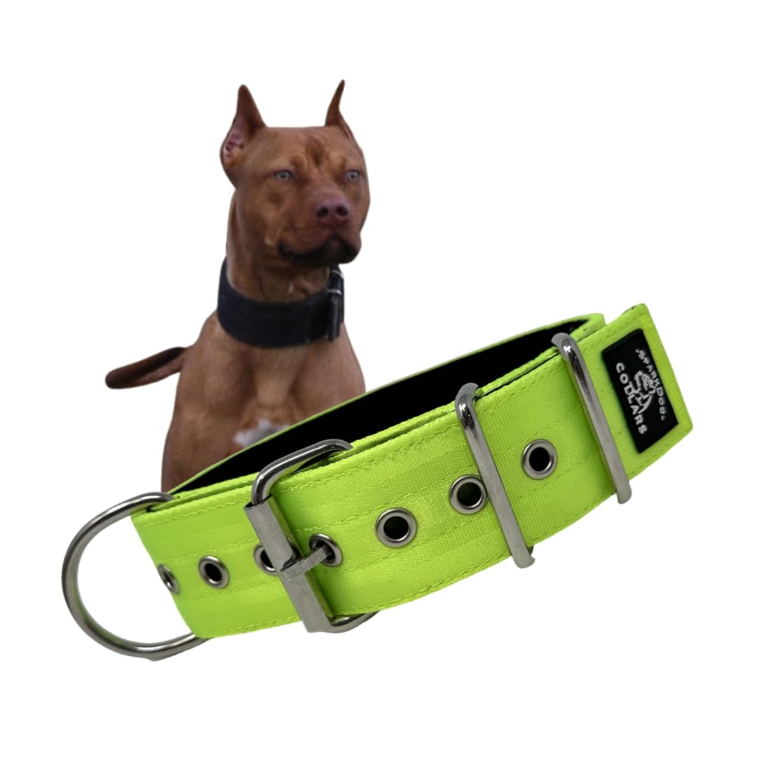 Sparkdog Collars Working Dog Collar - 2' 4Ply Padded Dog Collar Heavy Duty Stainless Steel Tactical Seatbelt Wide Buckle Collar