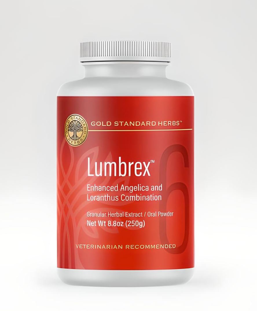 Lumbrex Joint Pain and Stiffness Relief Supplement for Dogs by Gold Standard Herbs, All Natural Angelica Root and Loranthus, 250