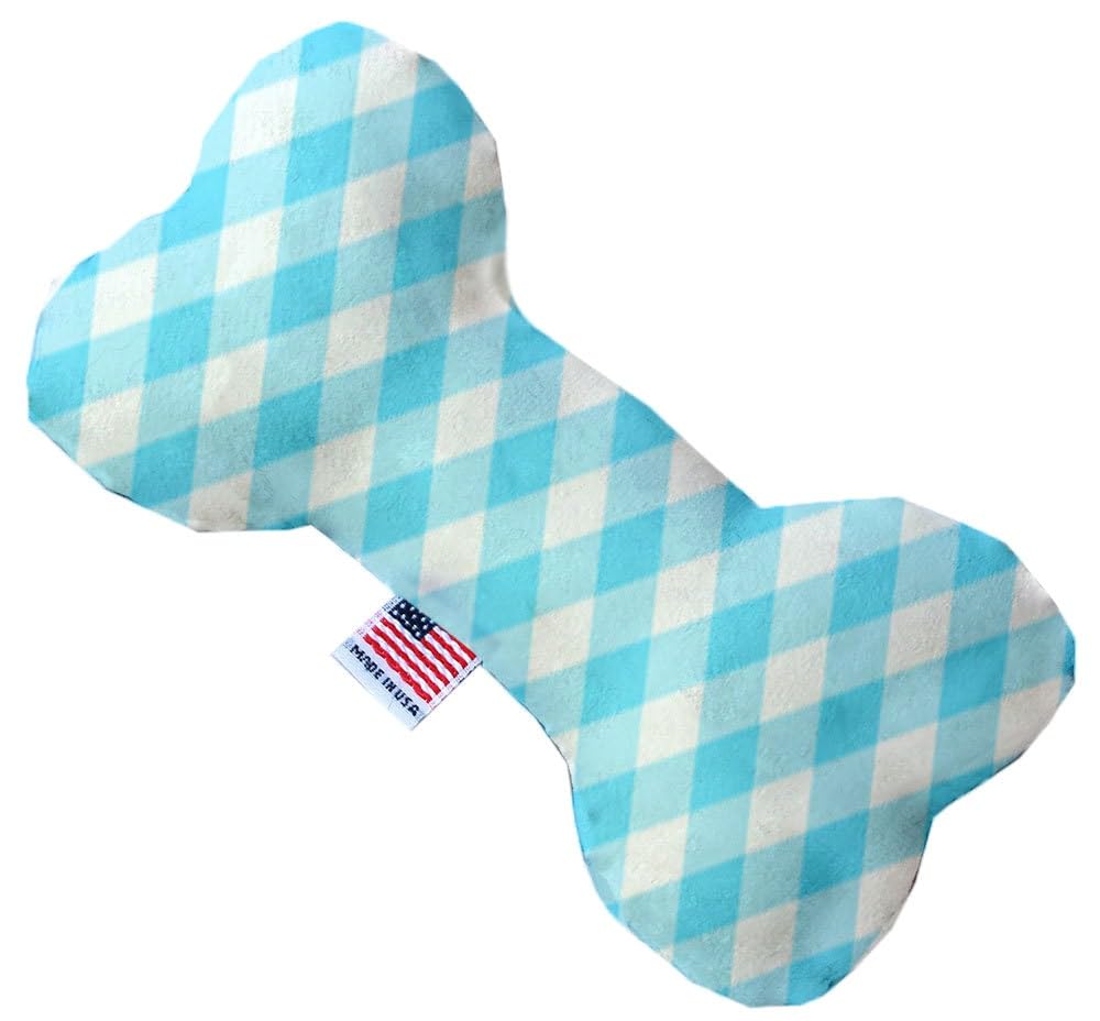 Pet and Dog Plush Heart or Bone Toy, "Plaids Group" (Available in different sizes, and 7 different pattern options!) Aqua Plaid 8" Plush Heart