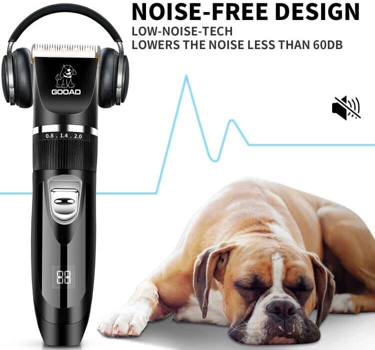 Gooad Dog Clippers Grooming Kit And Paw Trimmer,Low Noise,Electric Quiet,Rechargeable,Cordless,Pet Hair Clippers For Thick Coats
