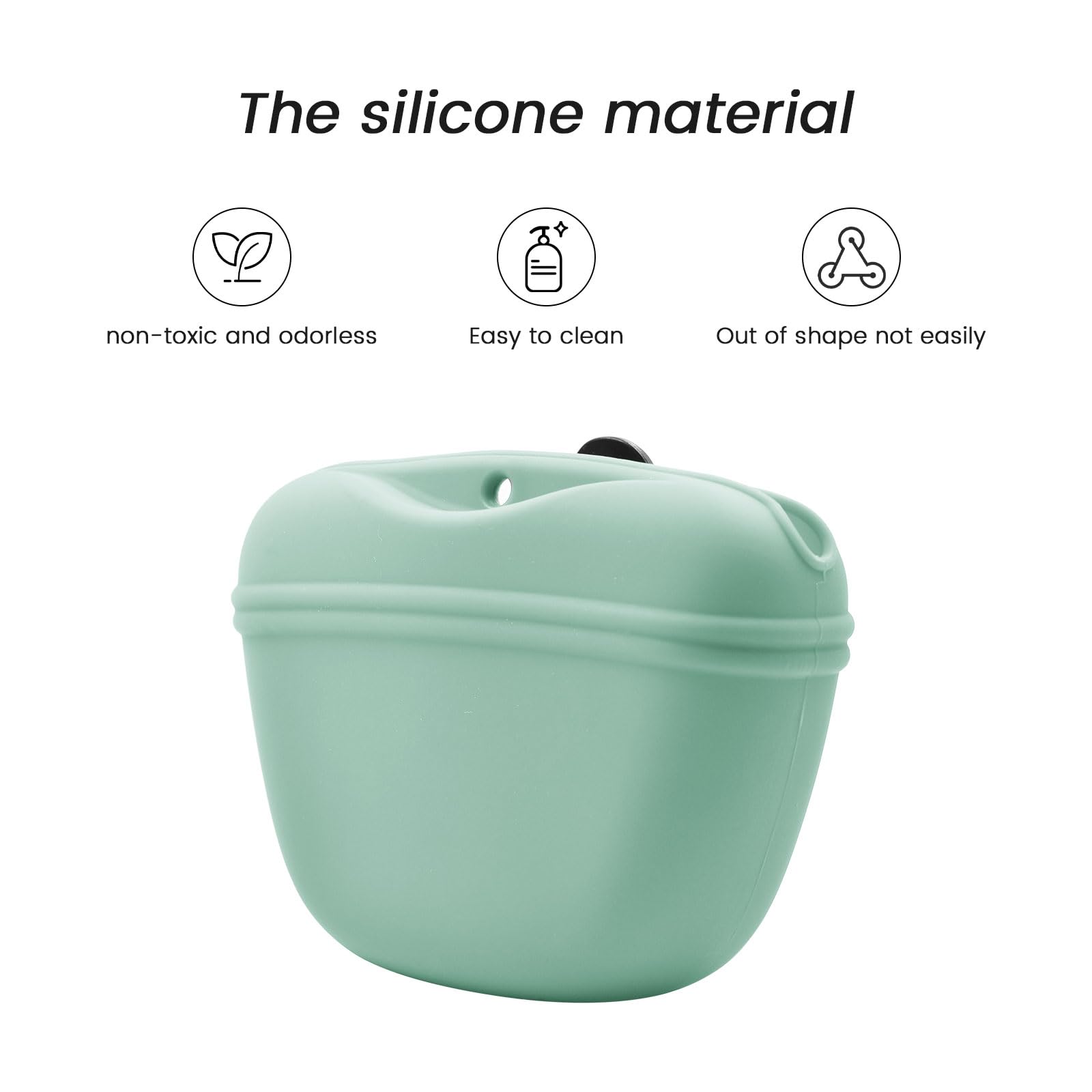 AUDWUD Silicone Dog Treat Pouch,with Dog Training Clicker,Clip on Portable Training Container,Convenient Magnetic Buckle Closing