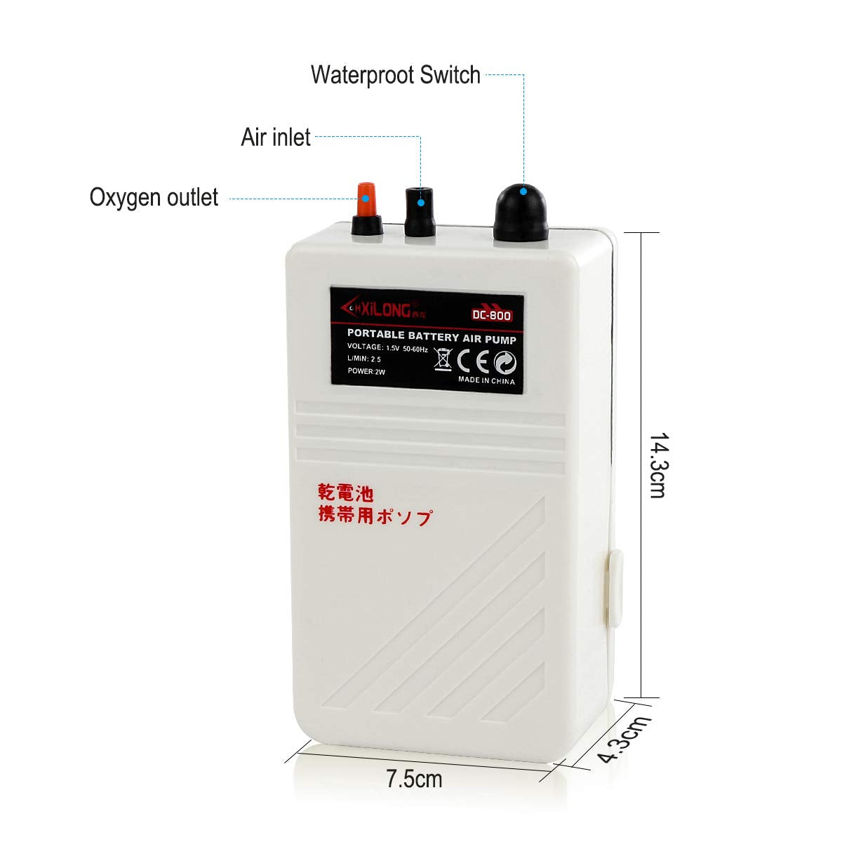 Fulhengy Battery Aquarium Air Pump, Quiet Dc-800 Backup Fish Tank Air Bubbler, Portable Power Outage Aerator Emergency Oxygen Diffuser, Keeps Fish Safe & Bait Minnow Shrimp Alive