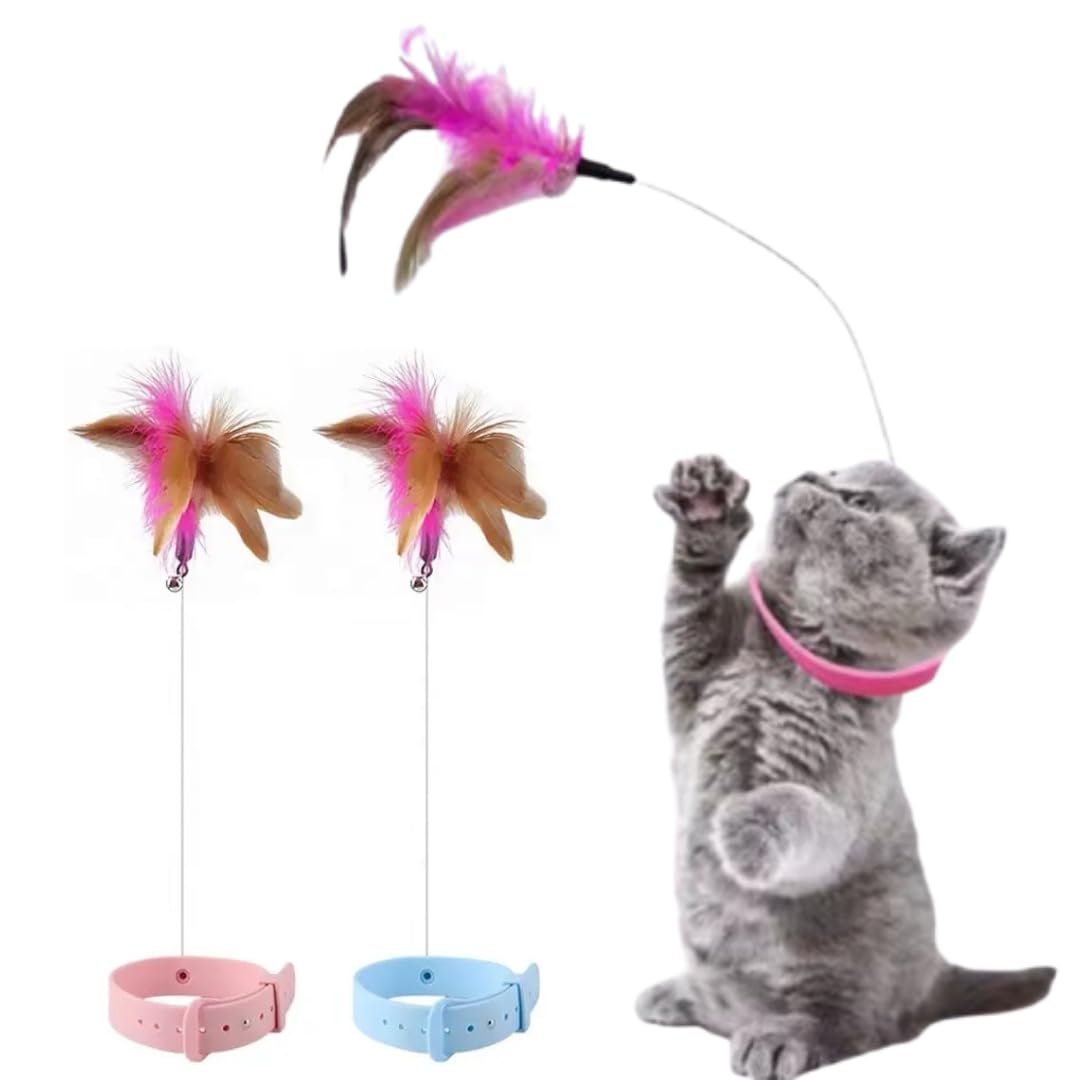 Shopipistic Cat Toys For Indoor Cats Adult & Kittens  Interactive Wand Toy With Feather Teaser, Pet Toys For Play, Kitten Play