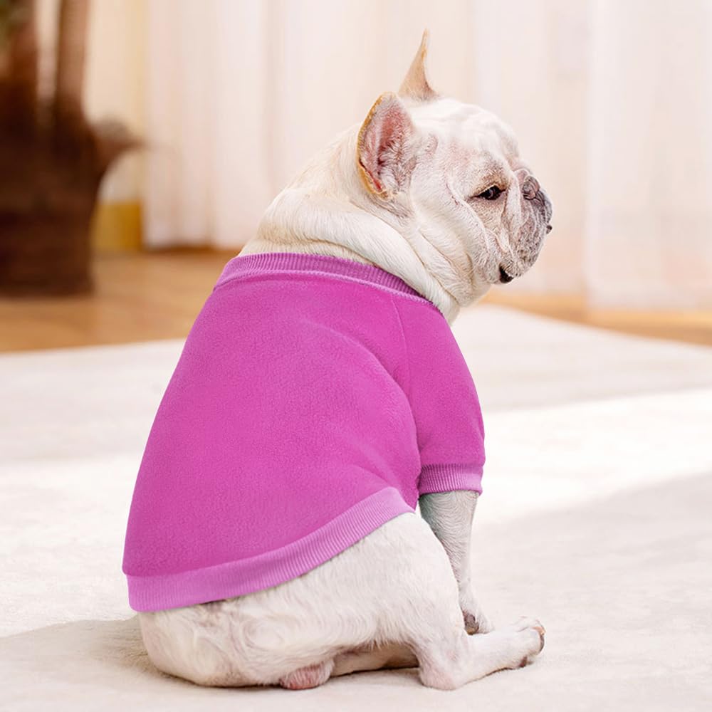 Idepet Unisex Dog & Cat Sweater Small Dogs & Cats Purple Fleece Pullover Sweatshirt Warm Winter Shirt Classic Cat Apparel