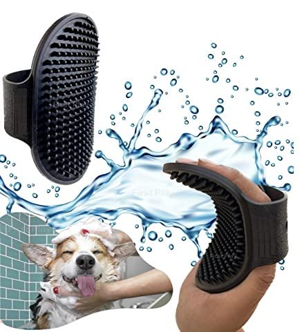 Kittupet Bath & Deshedding Hand Brush For Dogs & Cats I Massage Rubber Bristles Comb For Pets I Pet Shampoo Washing,Soothing Mas