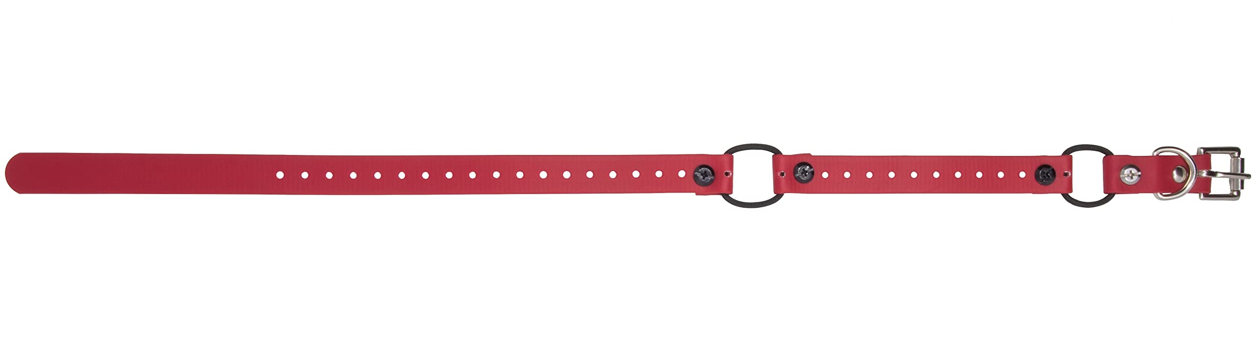 Educator Dog Mini Double Bungee Dog Collar, Biothane, Waterproof, Odorproof, Metal Buckle And D Ring With Two Comfort Loops, Adjustable For Custom Fit, 3/4-Inch, Red