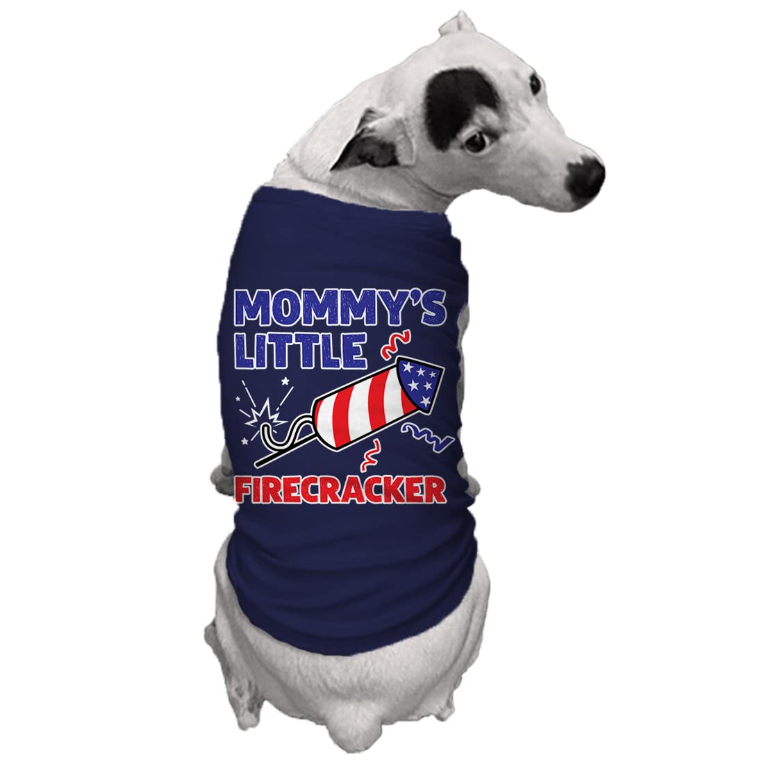 Mommy'S Little Firecracker - Usa Independence Day 4Th Of July Dog Shirt (Navy, Medium)