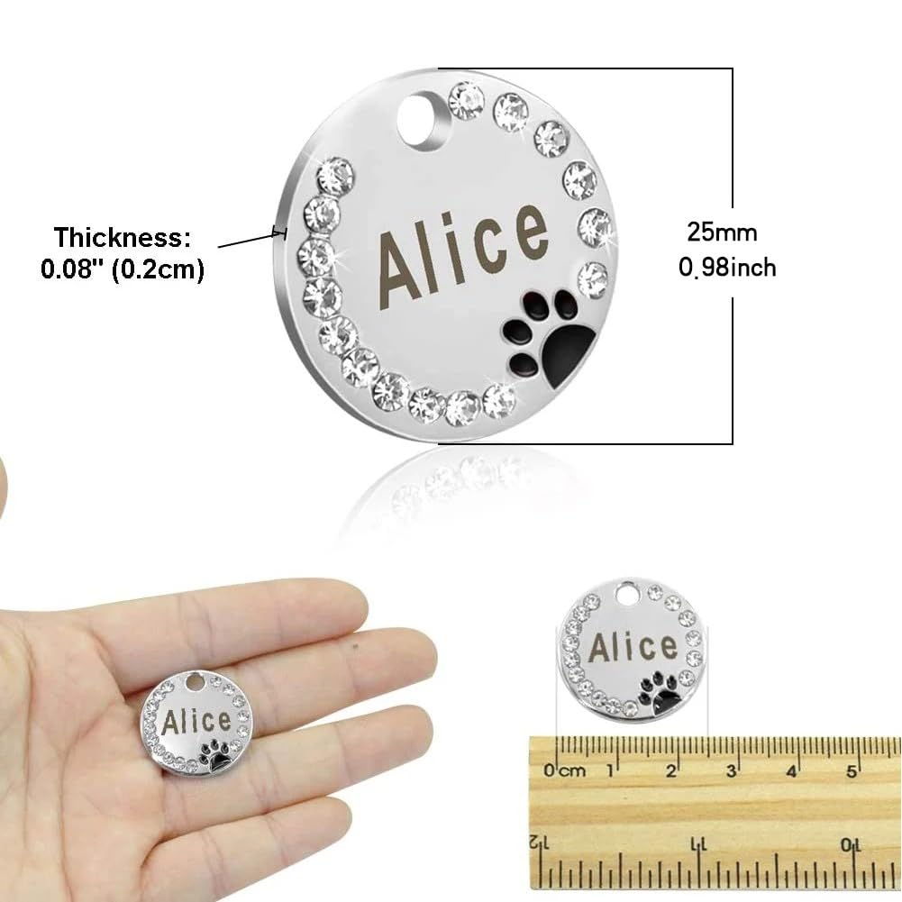 Personalized Dog/Cat Cute Paw Pet Id Tag With Unique Laser Engraving Name And Phone Number For Pet Collar Or Key Chain (White)