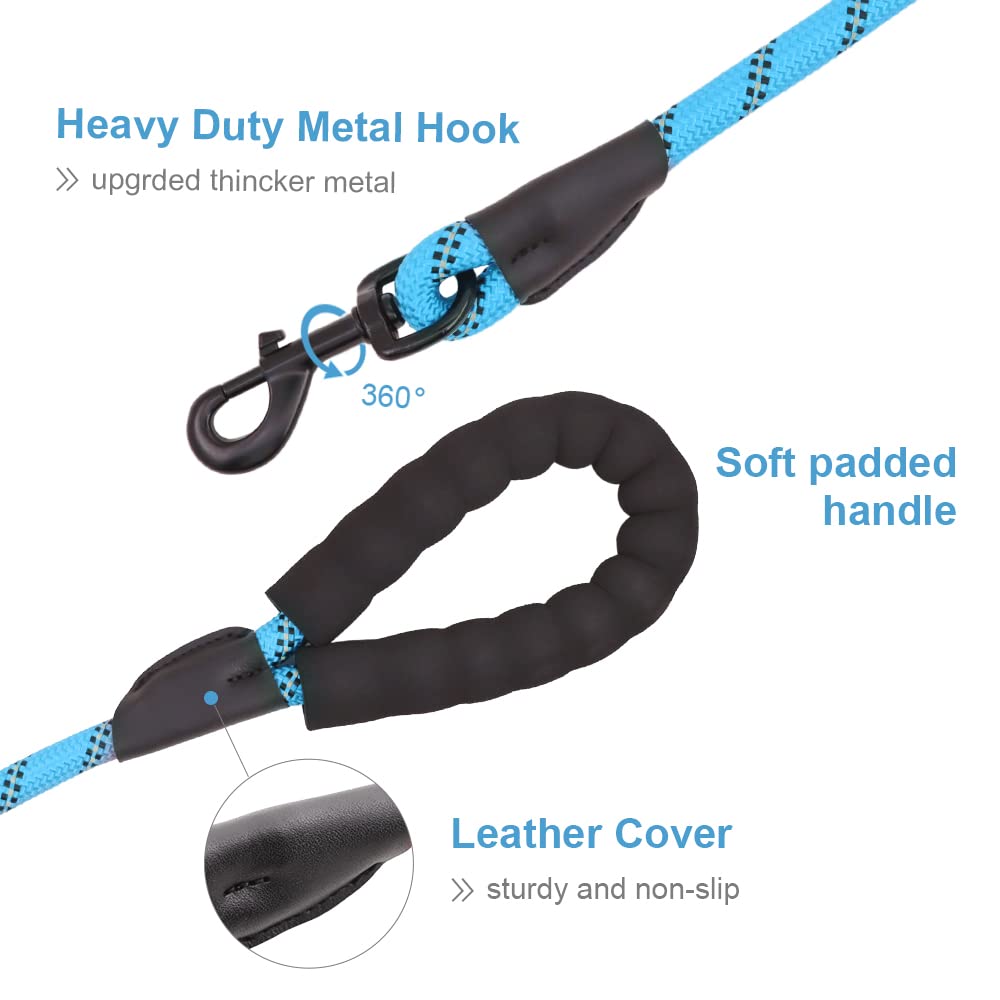 Rttochfy Dog Leash Reflective Rope: 2/4/5/6Ft Heavy Duty Dog Leash For Small Medium Large Dogs Nylon Puppy Leash With Soft Padded Handle For Outside Walking Running