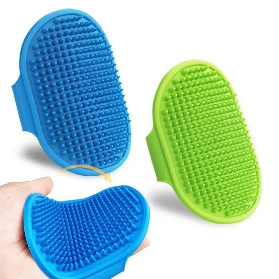 Pet And Vet 02Pc Massage Rubber Bath Glove For Dogs, Cats, Rabbit, & Hamster | Grooming Shampoo Washing Soothing Bristles Hand B