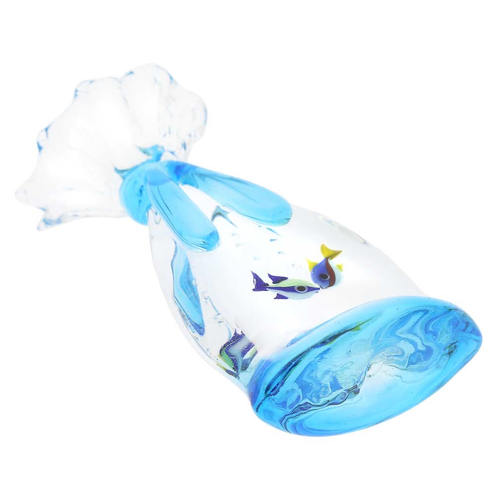 Glassofvenice Murano Glass Aquarium Bag With Two Tropical Fish