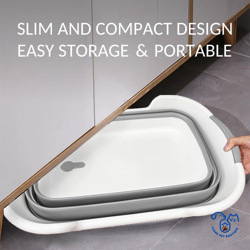 Cygne Dog Bath Tub With Water Drain Plug, Collapsible Bathtub For Dog Washing And Grooming, Portable Foldable Space Saving Desig