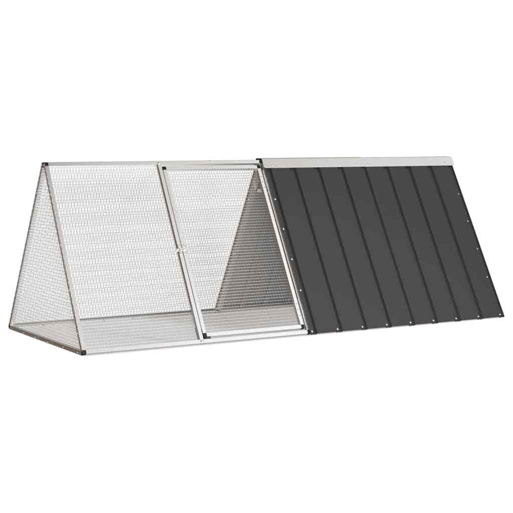vidaXL Rabbit Cage - Galvanized Steel Rabbit Hutch with Lockable Latch System and Ventilated Mesh Design, Anthracite - 79.3"x31.7"x28"