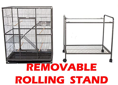 64'' Extra Large Wrought Iron Tight 1/2-Inch Bar Spacing 4-Levels Ferret Chinchilla Sugar Glider Rats Metal Chew Free Cage with