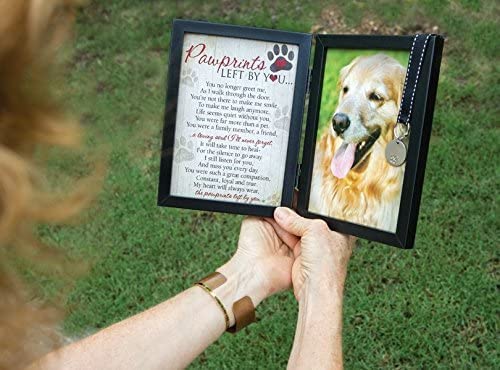 Pawprints Left by You Memorial Frame - Black Dog Sympathy Gift, 1 Count, Model 6070, with Touching Pawprints Poem for Pet Loss Remembrance