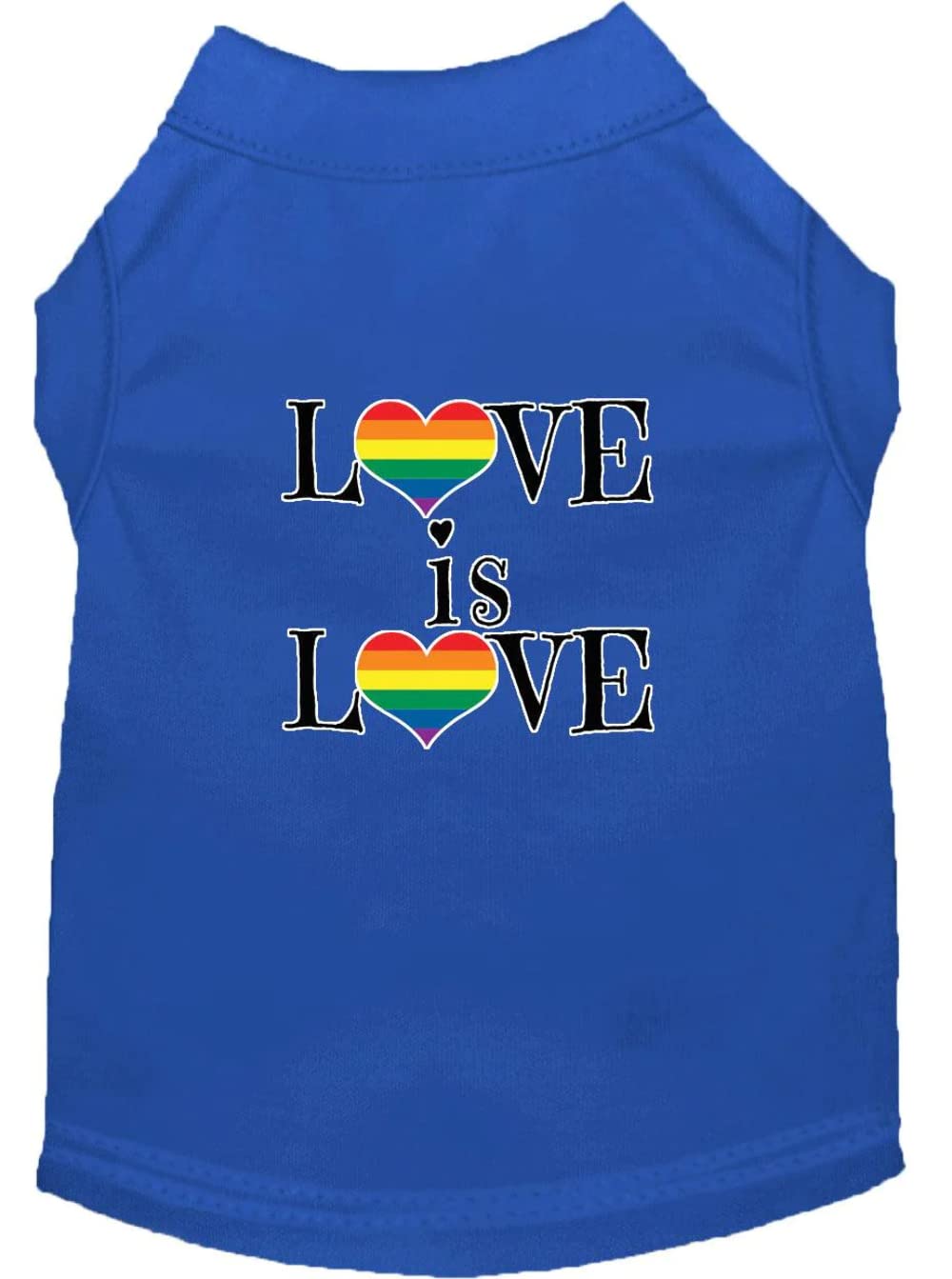 Pet Dog & Cat Shirt Screen Printed, "Love Is Love" Blue 2XL (20-25 lbs.)