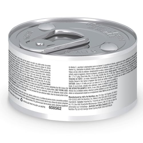 Hills Science Diet Sensitive Stomach & Skin, Kitten, Stomach & Skin Sensitivity Support, Wet Cat Food, Salmon & Vegetables Stew