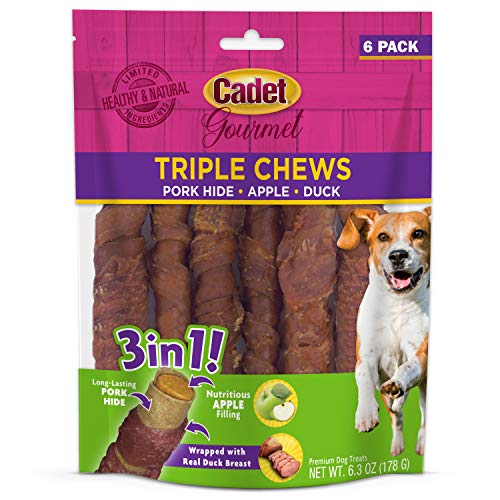 Cadet Gourmet Pork Hide Triple Chews with Duck and Apple