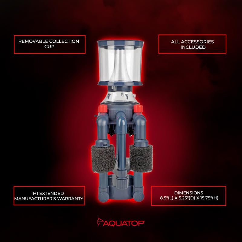 Aquatop Xyclone Protein Skimmer with 370 GPH Flow - Powerful Waste Removal for Clear Water in Freshwater & Saltwater Aquariums