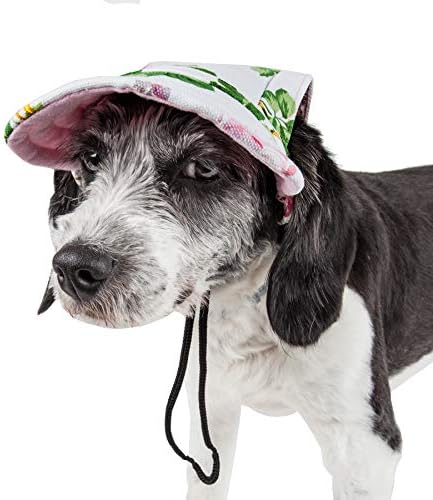 Pet Life  Botanic Bark Floral Uv Protectant Adjustable Fashion Dog Hat Cap, Floral  Medium