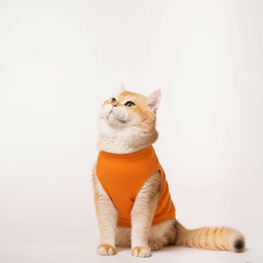 Chol&Vivi Dog Clothes, 2pcs Soft Cotton T-Shirts for Small, Medium, Large, Extra Large Dogs (Red and Orange, S (16 Chest))