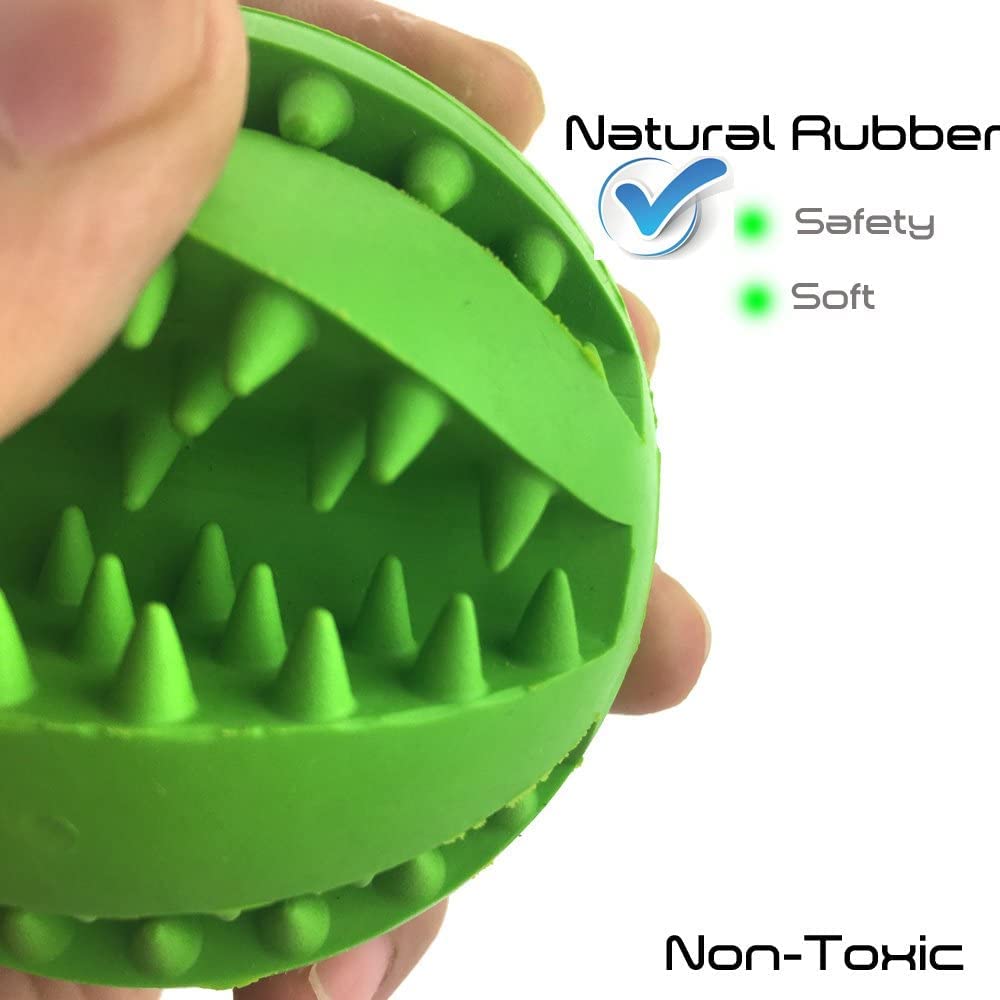 Aduck Dog Ball Toys For Small Dogs Aggressive Chewers Teething Cleaning (Dental Treat) (Bite Resistant) Natural Rubber Ball Toys For Pet Iq Training Playing And Chewing -Pack Of 3 (1.97 Inch)